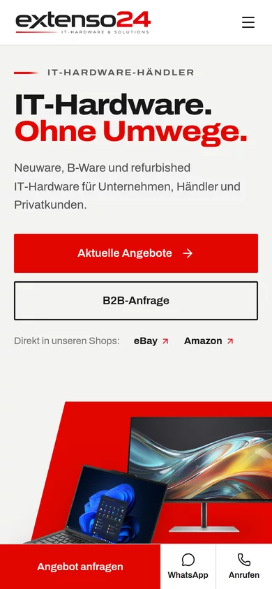 Die EXTENSO24-Website auf dem Smartphone