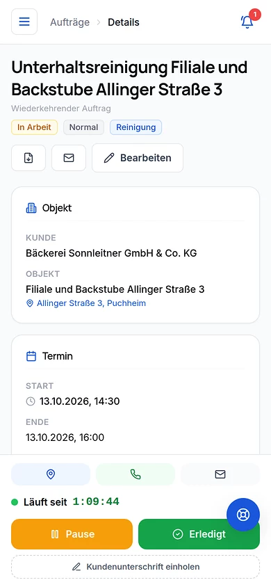 SB Portal am Handy: Zeiterfassung und Fotos am Auftrag